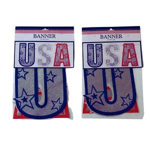 USA Banner - Red, White & Blue (USA) Letters on string for decoration.